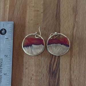Elegant artisan Earrings with epoxy and natural materials